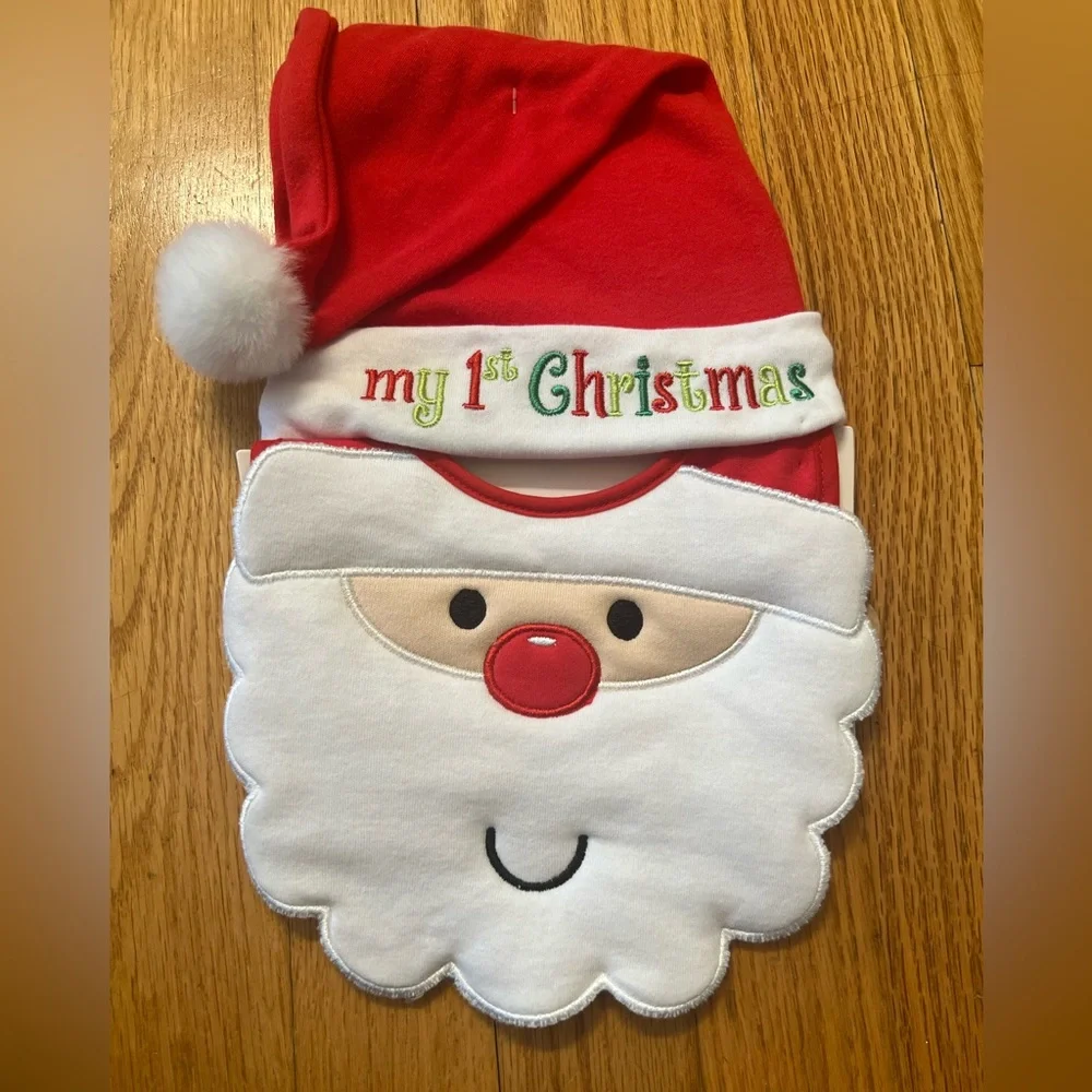 Santa my first Christmas bib and Santa hat